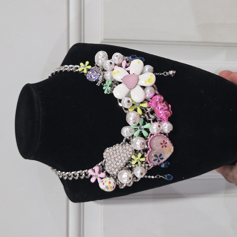 🐇▪️Betsey johnson▪️ flower easter bunny bib statement 19in necklace - Picture 13 of 13